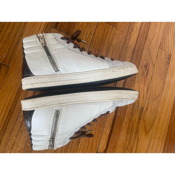 P448 / Ivory Snake-Print Soft Brown Shoelaces Skate High Top size 41/ US 10 - Picture 6 of 10